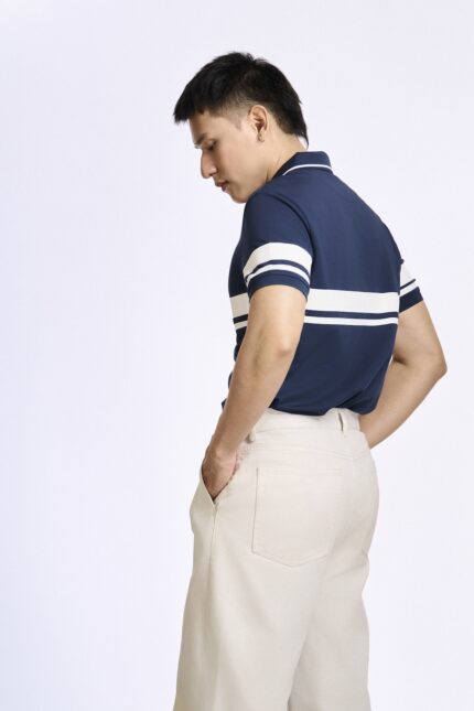 Áo Polo Nam PILI Phối Line Sọc Ngang Thân Áo